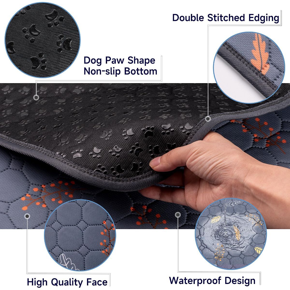 2-Pack Reusable Dog Urine Pads Dog Pee Pads Absorbent Dog Pads Dog Training Pads - Dark Gray / 24in*48in