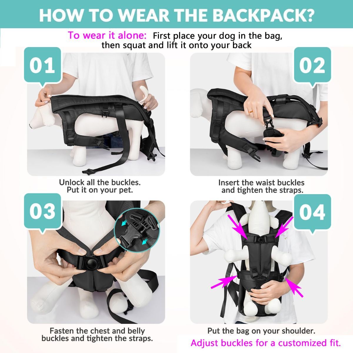 Dog Harness/Backpack with storage bags