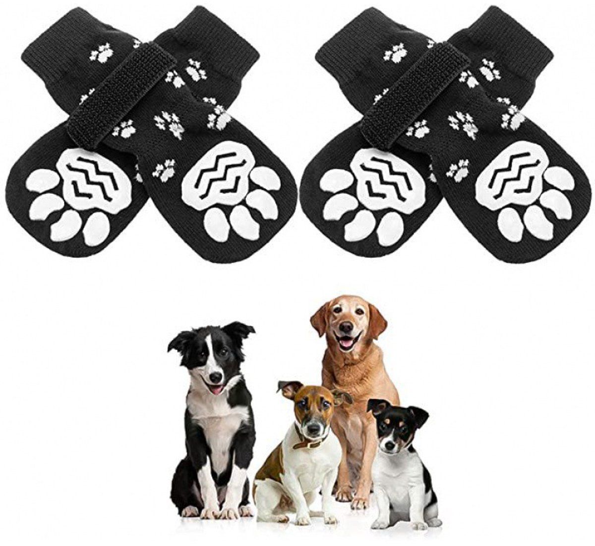 4-Piece Non-Slip Dog Socks with Adjustable Straps - Waterproof