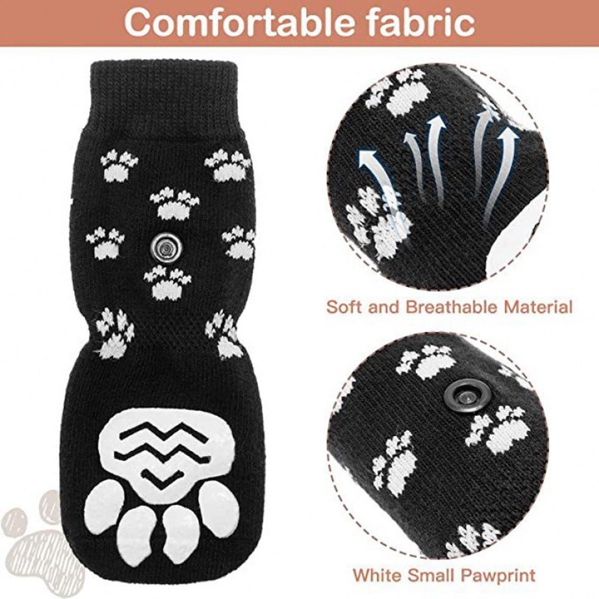 4-Piece Non-Slip Dog Socks with Adjustable Straps - Waterproof