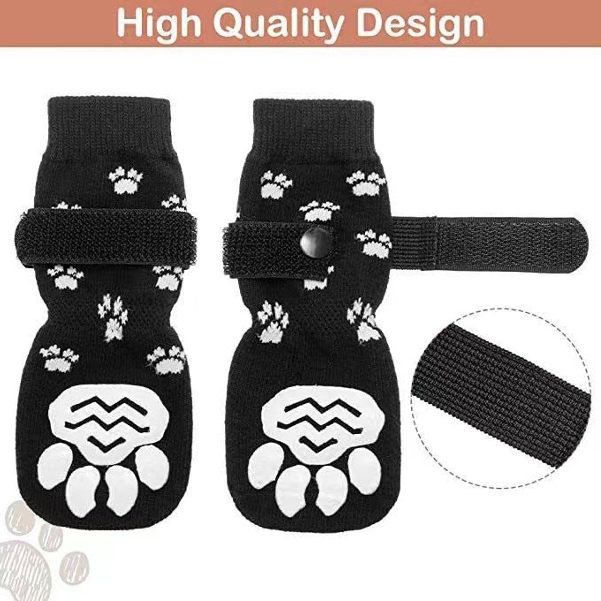 4-Piece Non-Slip Dog Socks with Adjustable Straps - Waterproof