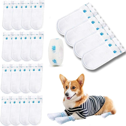 Dog Socks - 40 Pieces - Disposable Pet Socks - Waterproof - Non-Slip - Velcro