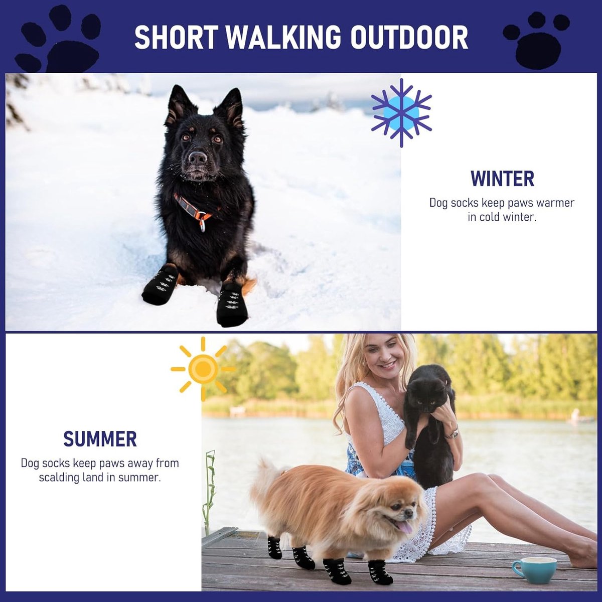 4-Piece Non-Slip Dog Socks with Adjustable Straps - Waterproof