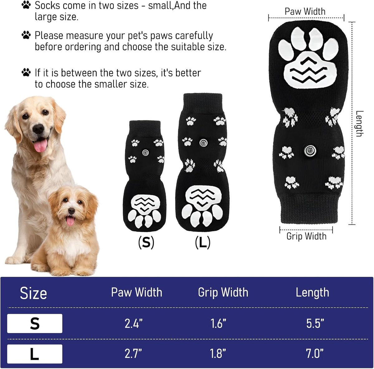 4-Piece Non-Slip Dog Socks with Adjustable Straps - Waterproof