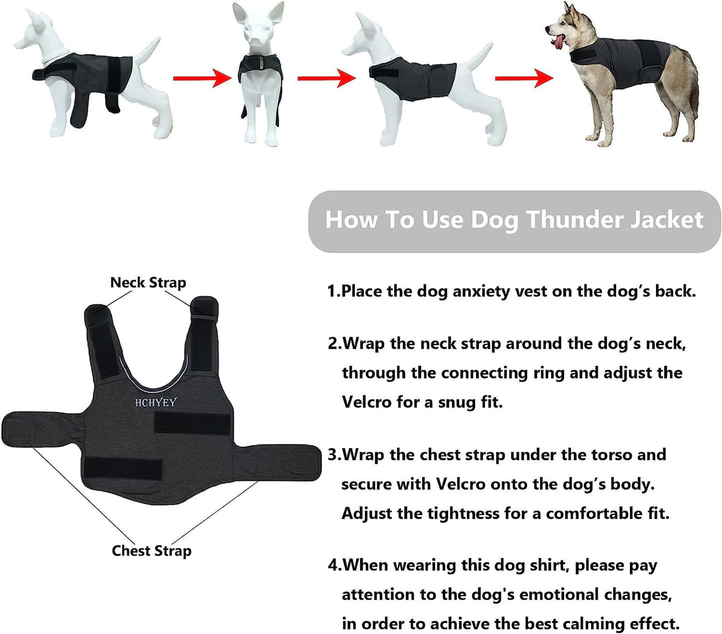 Dog Jacket, Skin-Friendly Dog Calming Vest - Dog Shirt for Thunder, Fireworks and