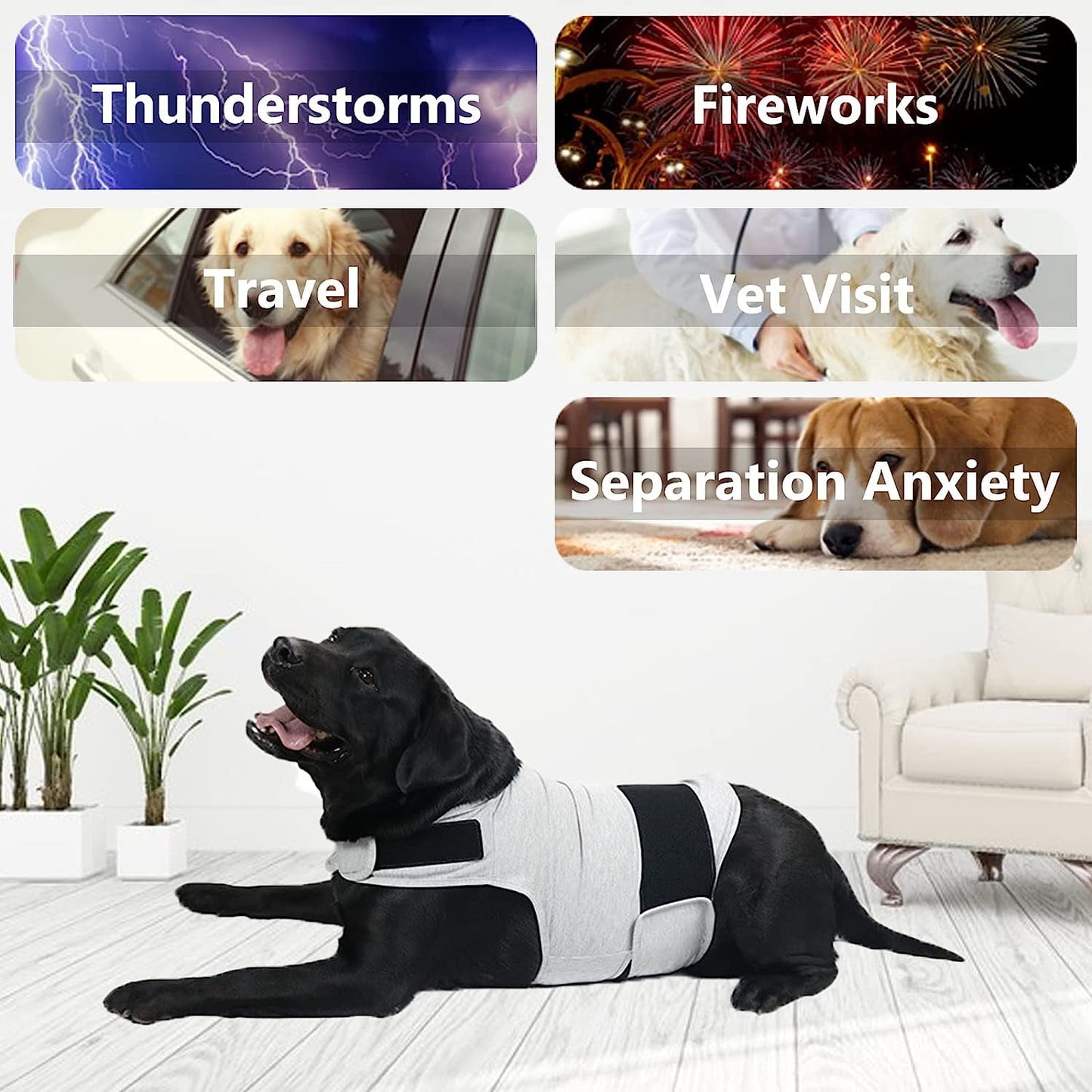 Dog Jacket, Skin-Friendly Dog Calming Vest - Dog Shirt for Thunder