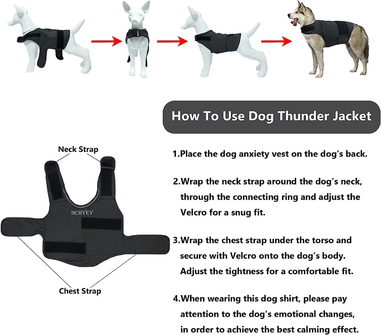 Dog Jacket, Skin-Friendly Dog Calming Vest - Dog Shirt for Thunder
