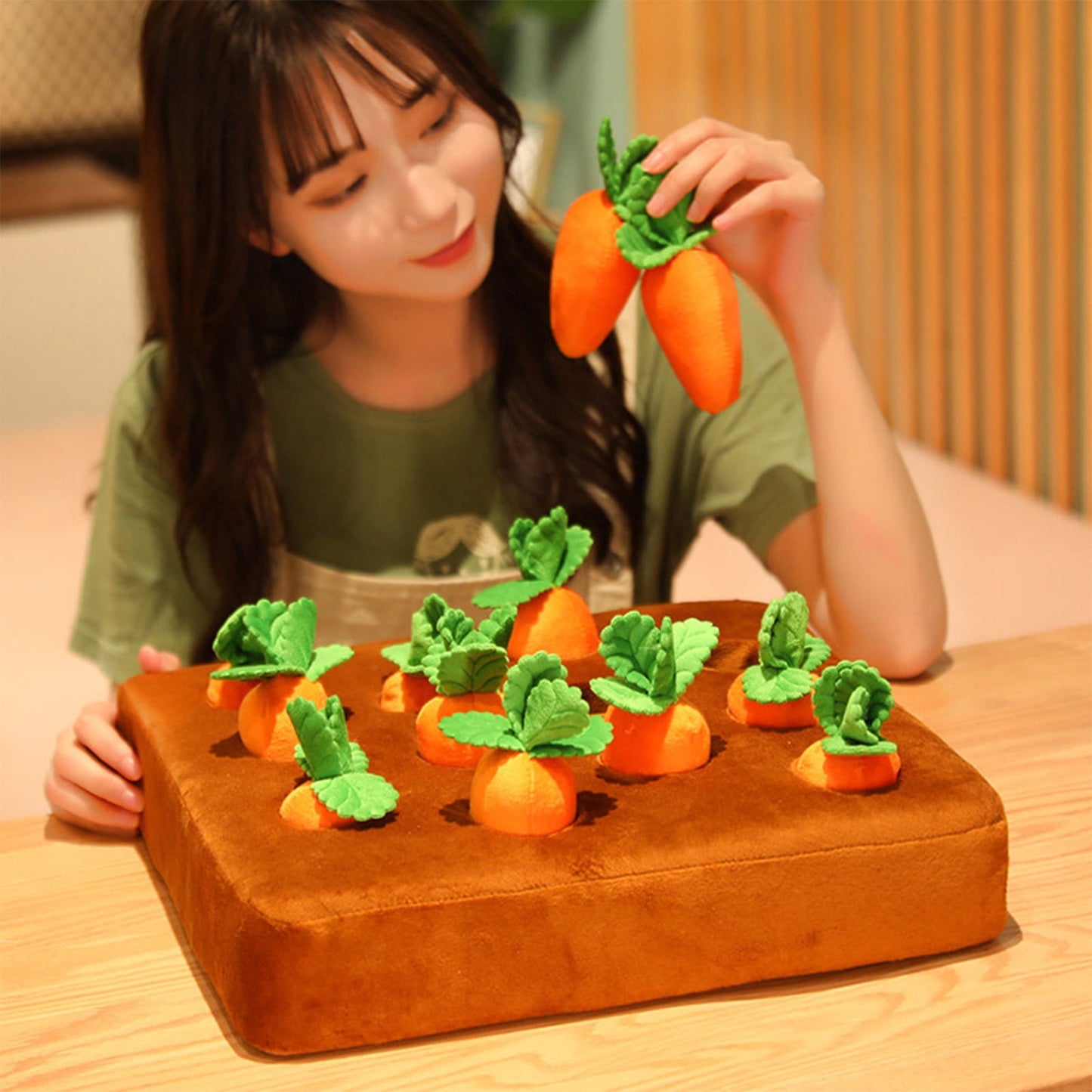 Carrot Dog Toy, Carrot Snuffle Mat for Dogs, Carrots Plush Puzzle Toys, Carrots Enrichment Dog Puzzle Toys, Hide and Seek Carrot Pet Interactive Toy B