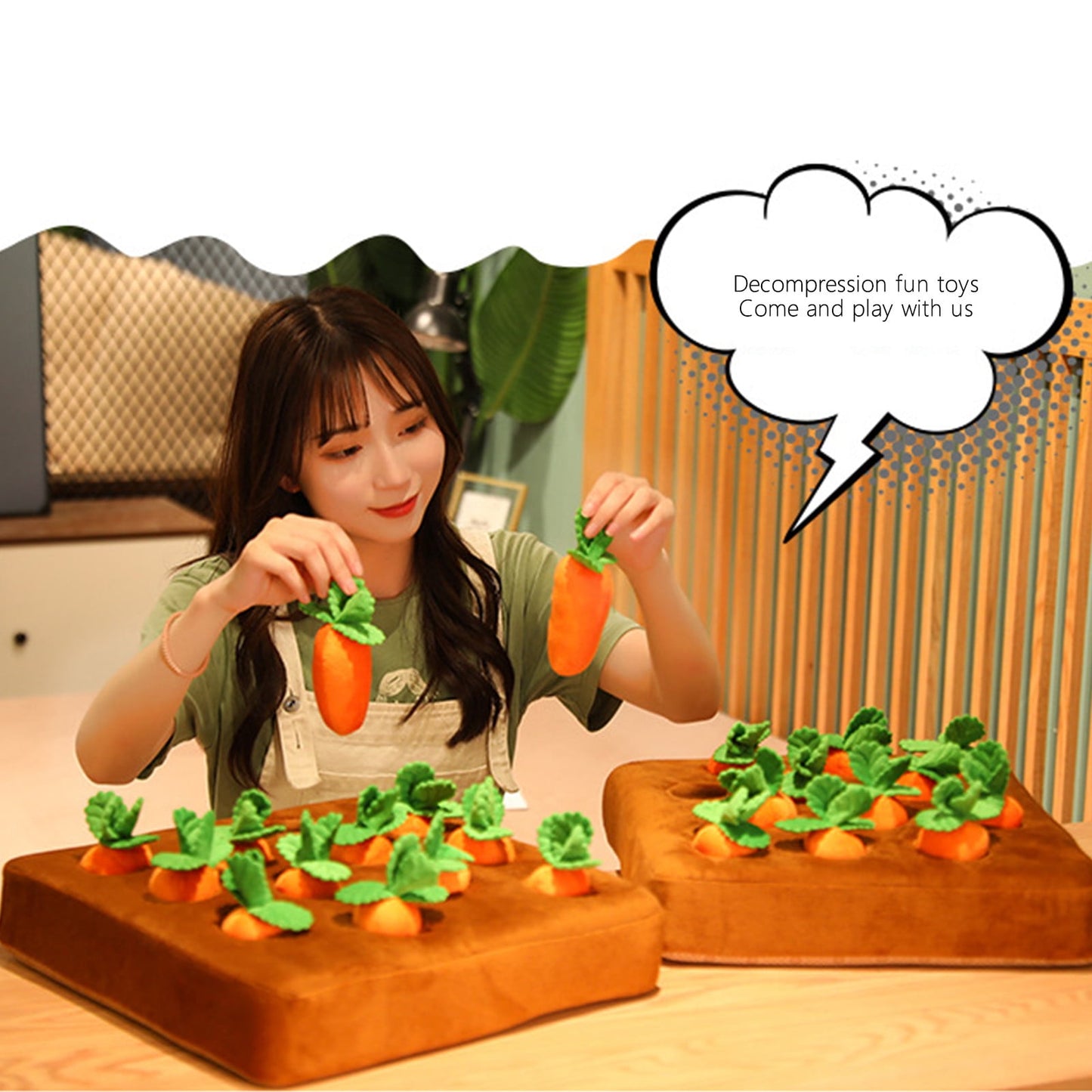 Carrot Dog Toy, Carrot Snuffle Mat for Dogs, Carrots Plush Puzzle Toys, Carrots Enrichment Dog Puzzle Toys, Hide and Seek Carrot Pet Interactive Toy B