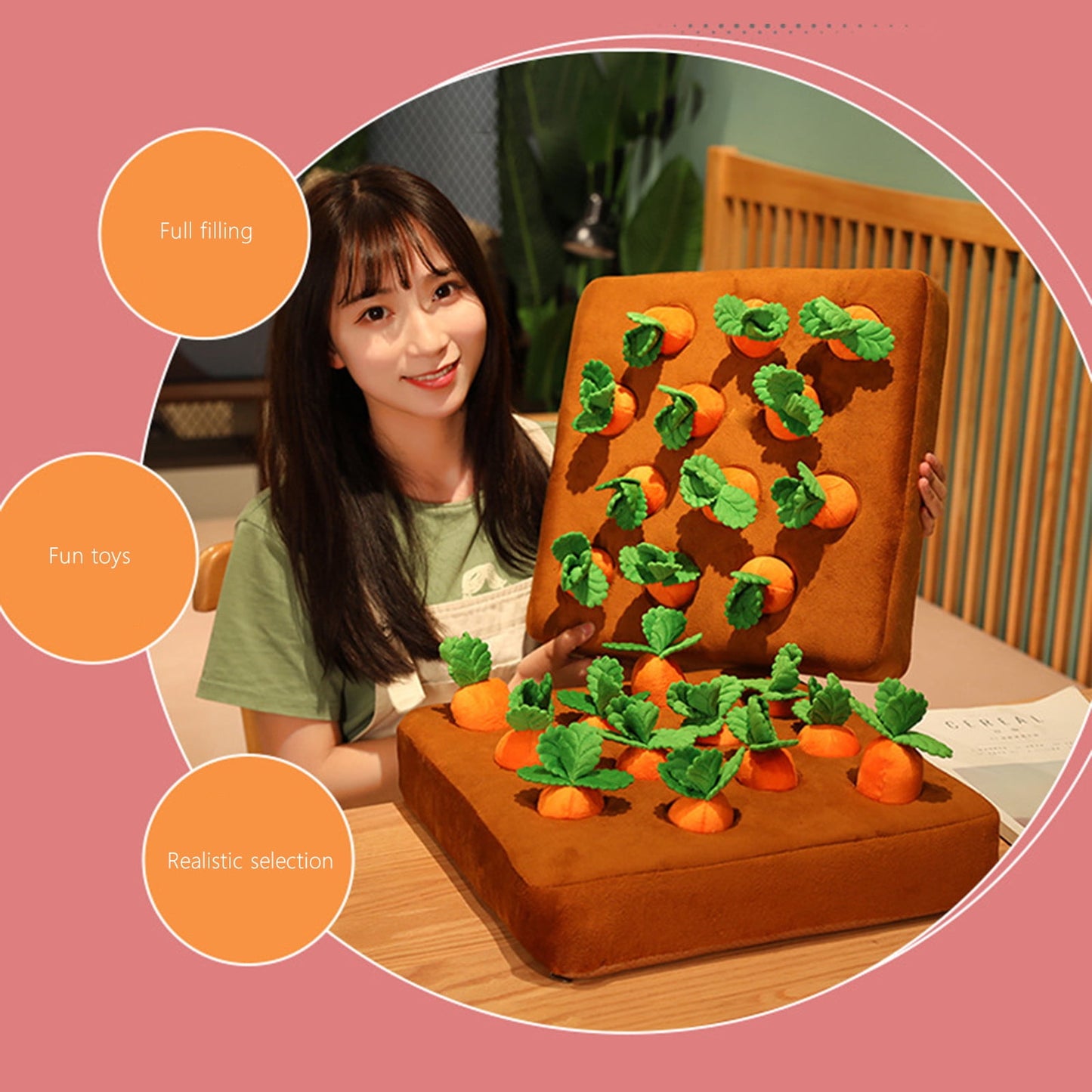 Carrot Dog Toy, Carrot Snuffle Mat for Dogs, Carrots Plush Puzzle Toys, Carrots Enrichment Dog Puzzle Toys, Hide and Seek Carrot Pet Interactive Toy B