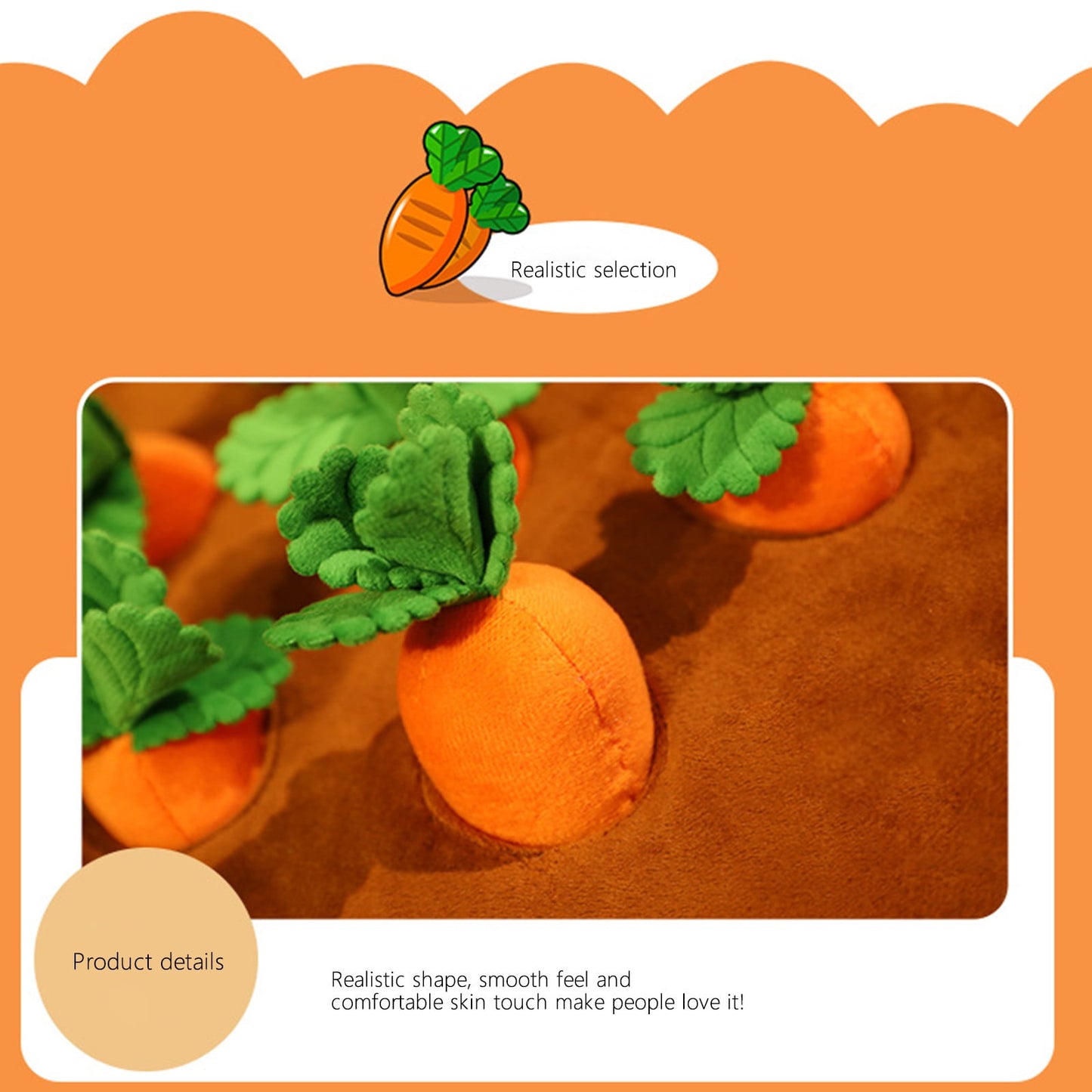 Carrot Dog Toy, Carrot Snuffle Mat for Dogs, Carrots Plush Puzzle Toys, Carrots Enrichment Dog Puzzle Toys, Hide and Seek Carrot Pet Interactive Toy B