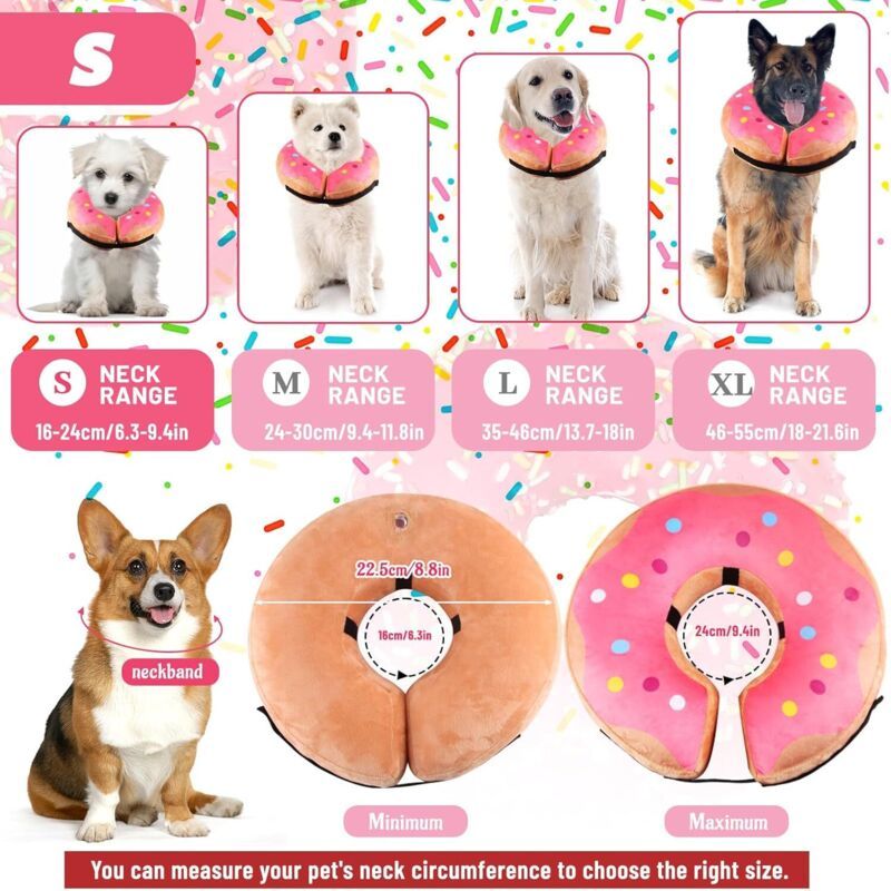 Inflatable Dog Collar Pink, S Anti-Lick Cat Collar Bite and Anti-Suitable for Post Operative Recovery