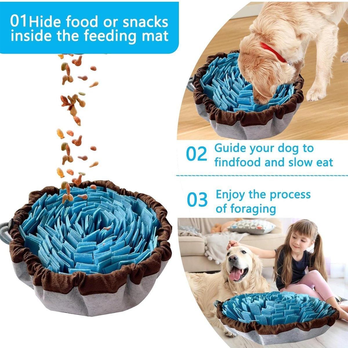 Pet Sniffing Mat Dog Training Slow Feeder Puzzle Toys Interactive Snuffle Mat