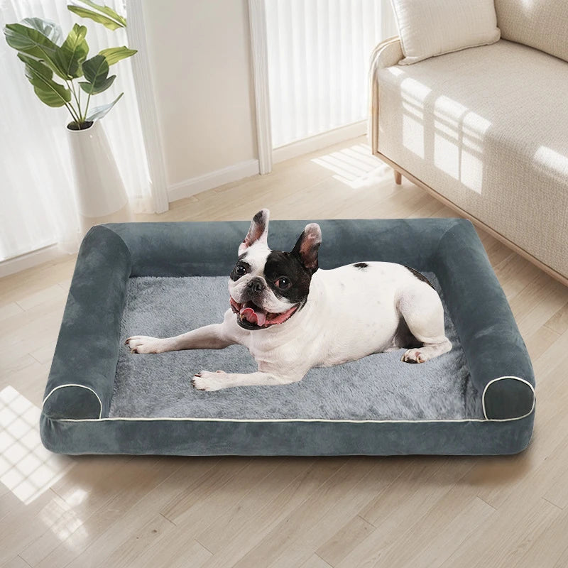 Orthopedic Dog Bed 3-Side Comfort Bolster Padded Calming Mattress