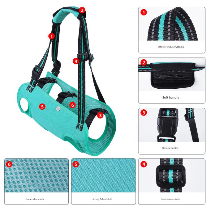 Pet Support Harness for Senior and Disabled Dogs - Adjustable Chest and Back Support