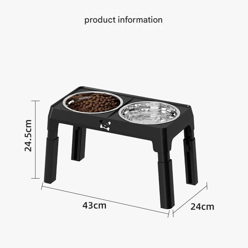 Adjustable Elevated Dog Bowl Stand with Stainless Steel Double Bowls
