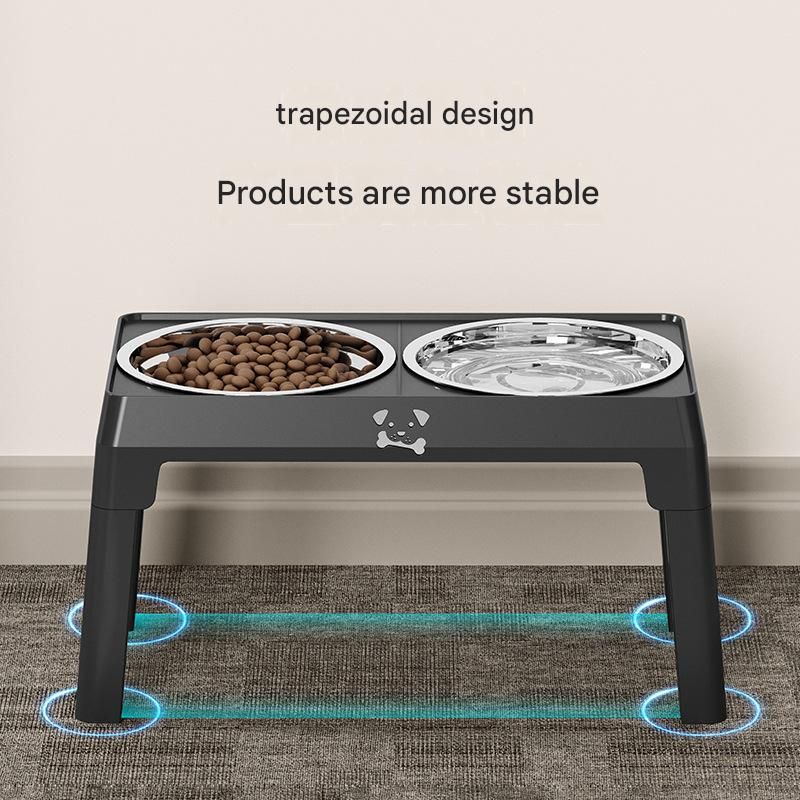 Adjustable Elevated Dog Bowl Stand with Stainless Steel Double Bowls