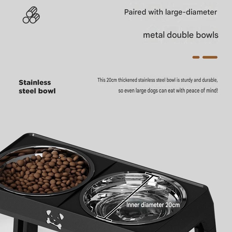 Adjustable Elevated Dog Bowl Stand with Stainless Steel Double Bowls