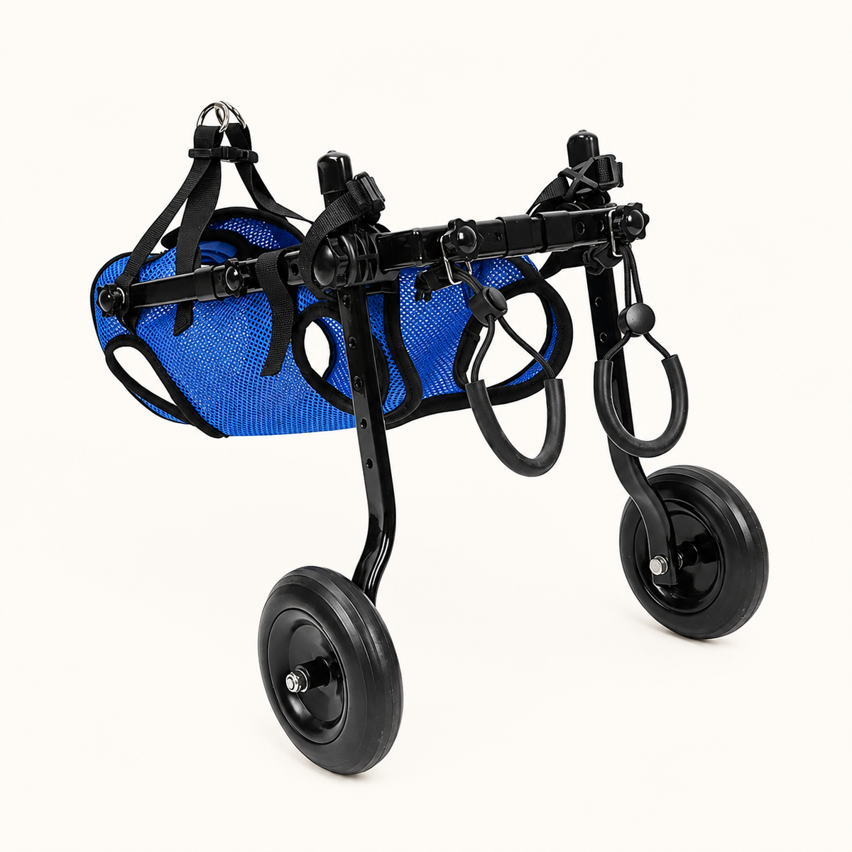 blue and black dog wheelchair
