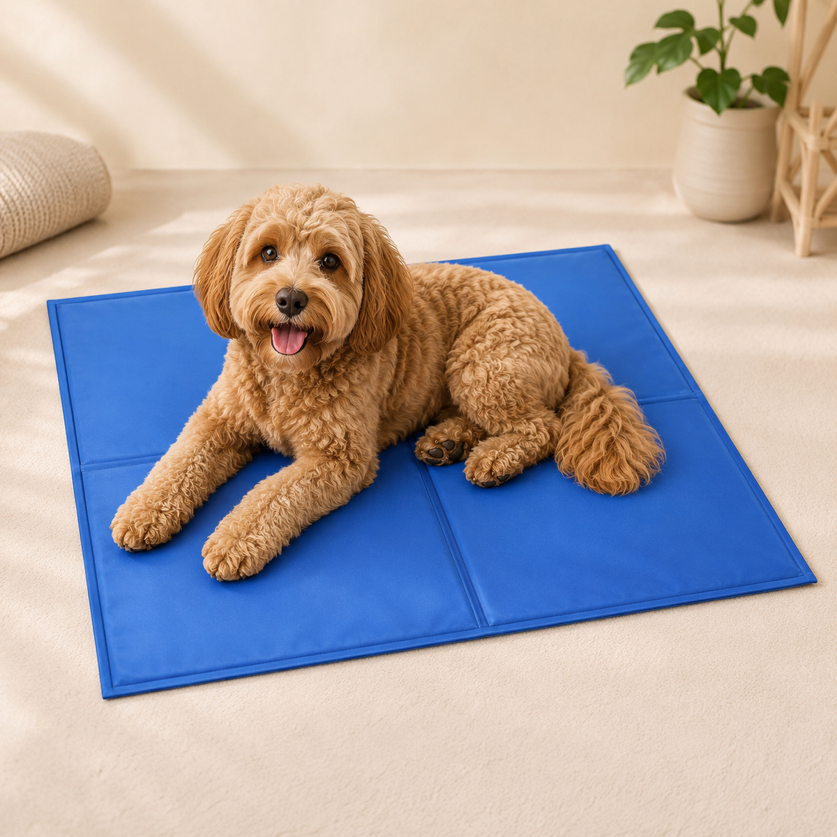 cavoodle on a cooling mat
