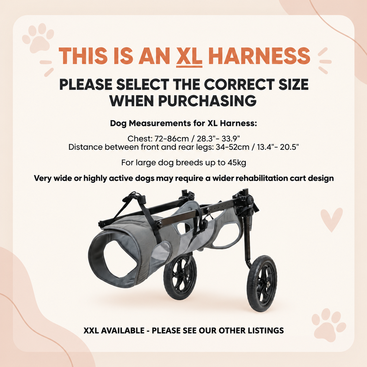 confirming large dog harness and wheelchair only