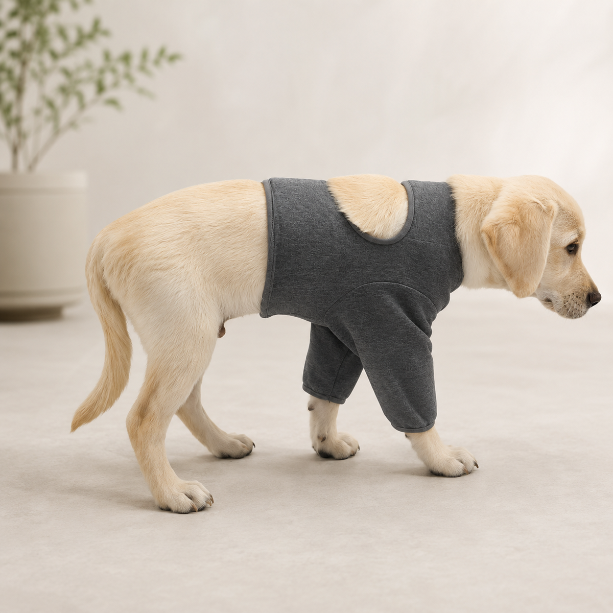 dog in elastic elbow protecting wear
