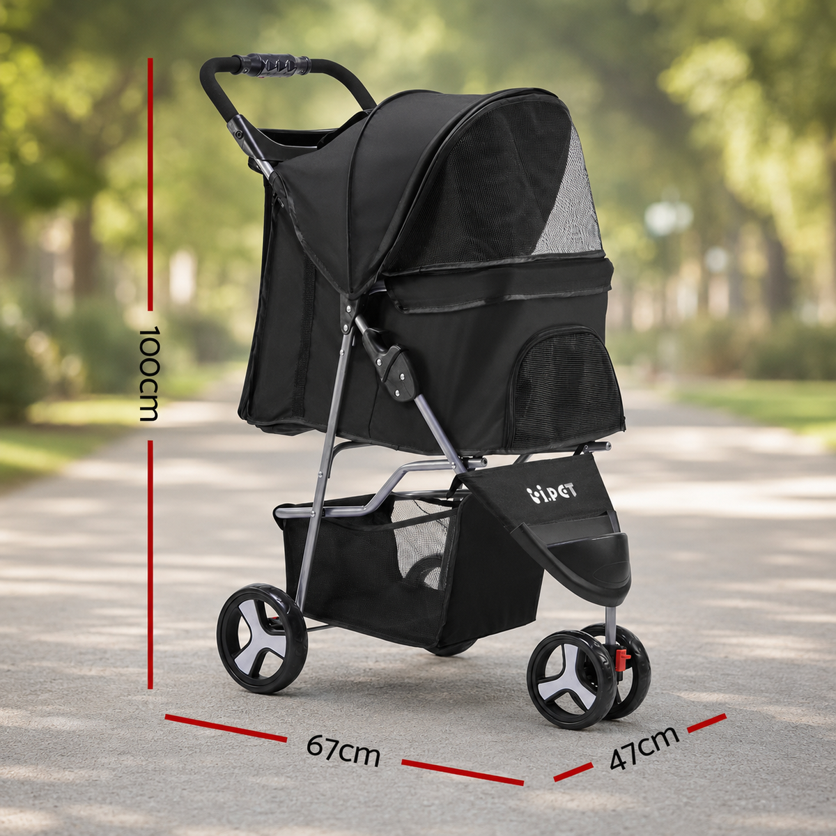 dog pram with measurements