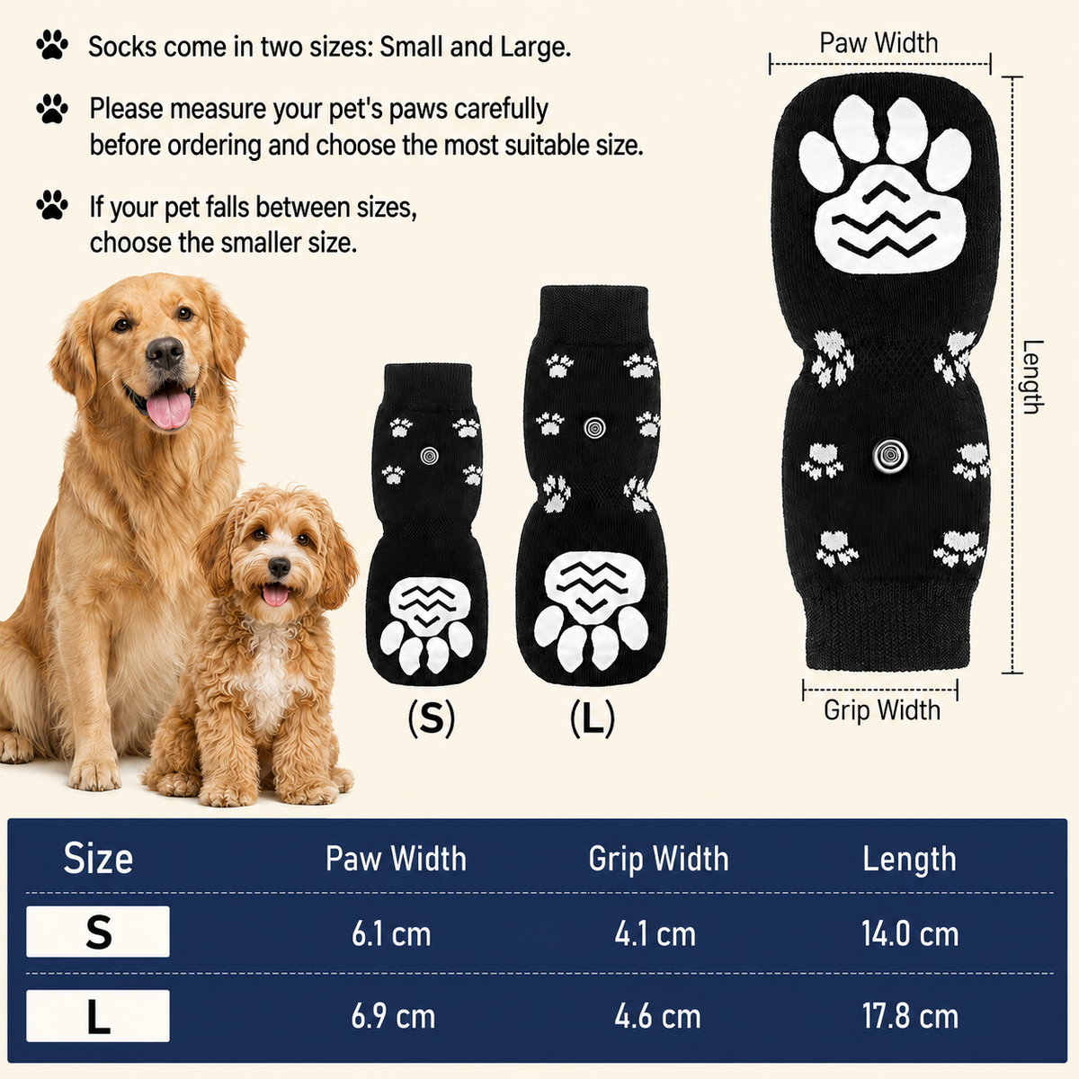 dog socks measurements
