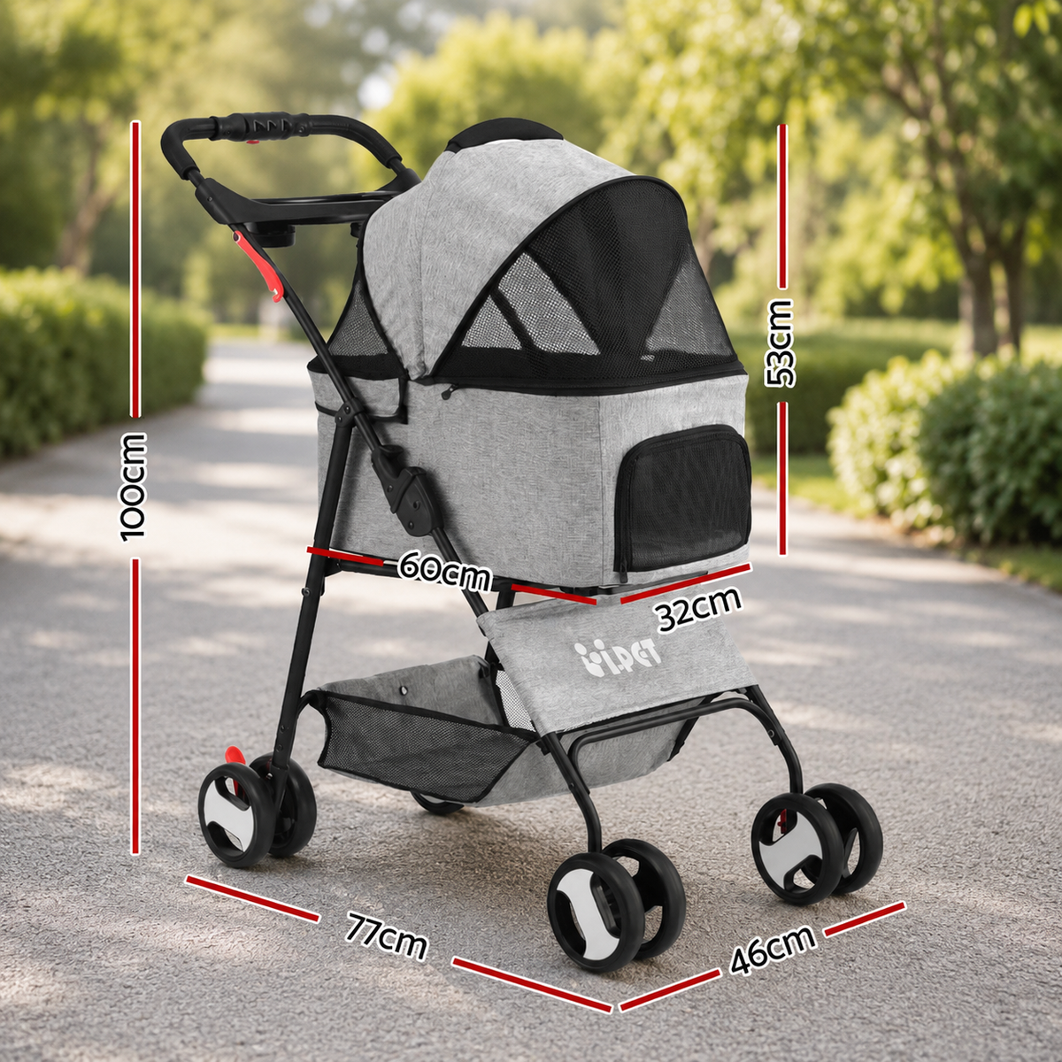dog stroller with measurements