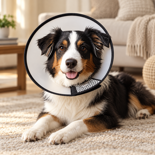 dog wearing elizabethan collar