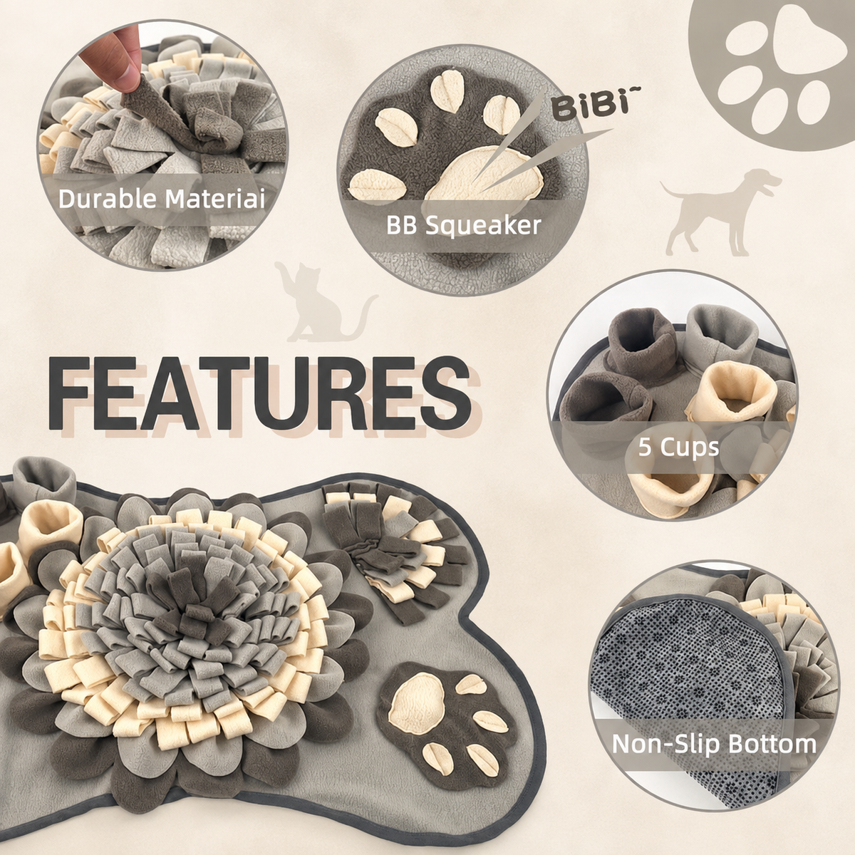 features of grey snuffle mat
