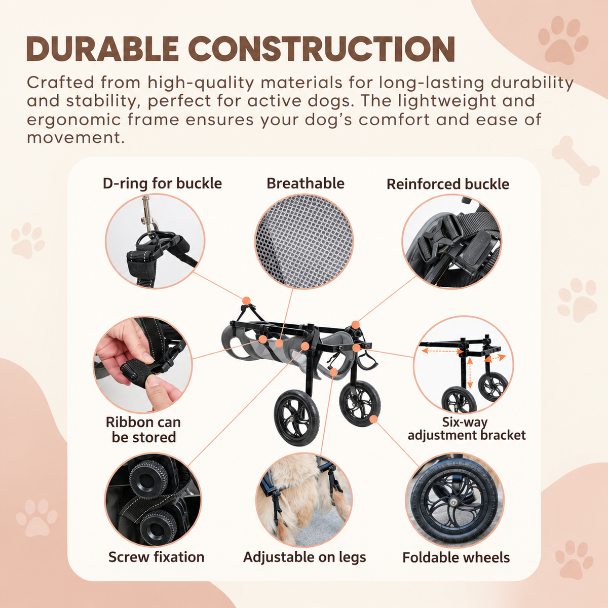 features of large dog wheelchair