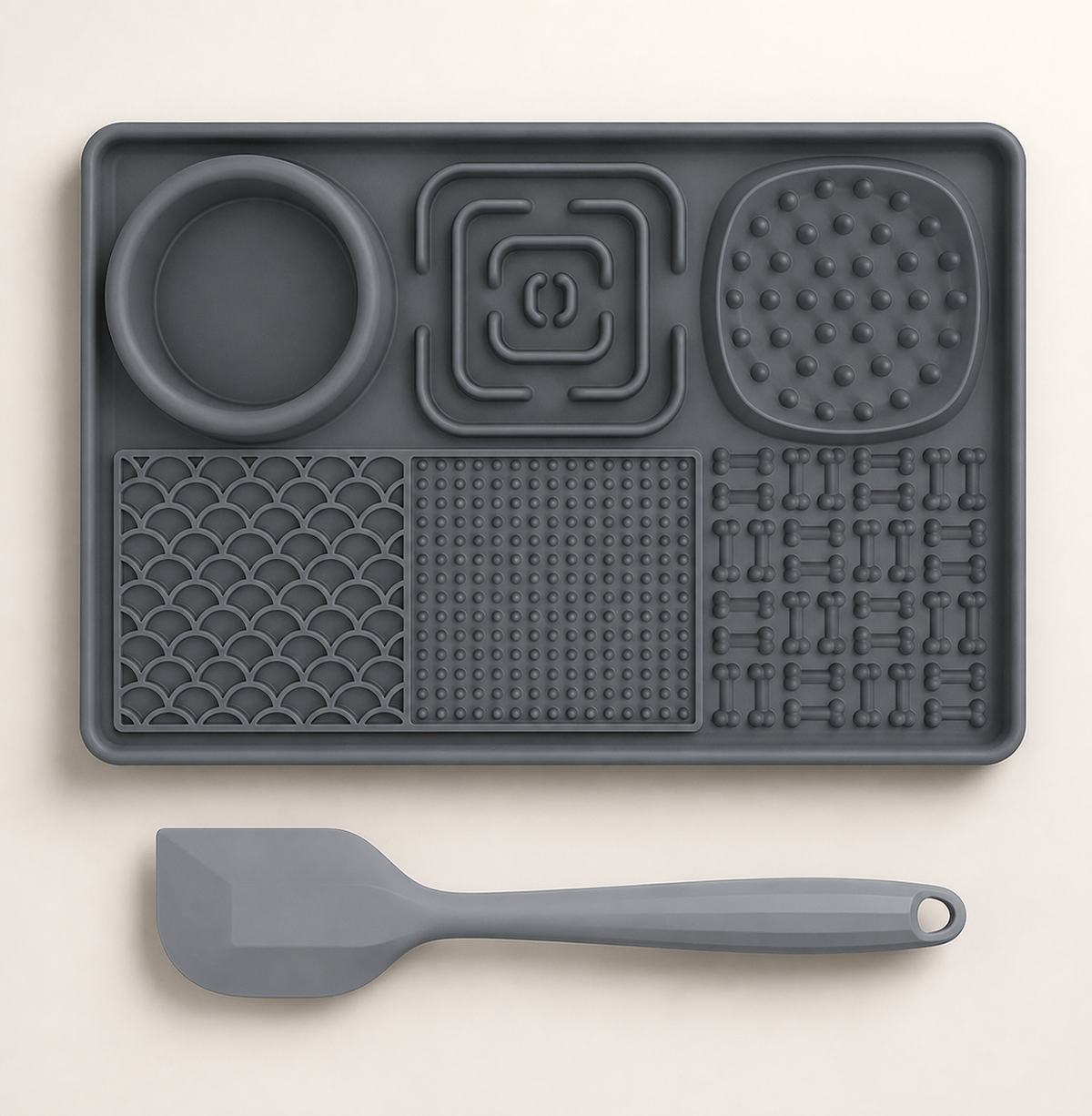 grey silicone slow feeder mat
