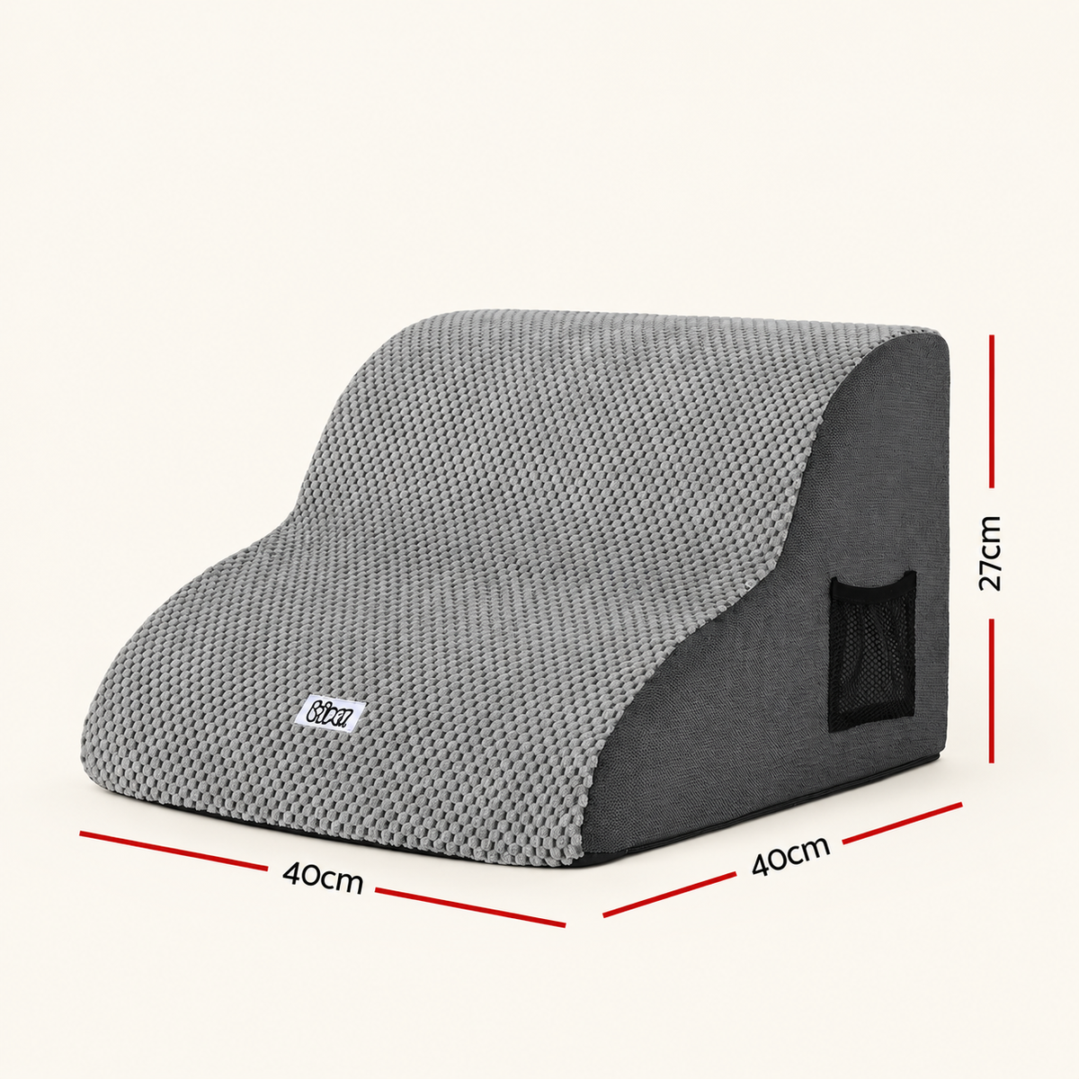 grey two step pet step with measurements