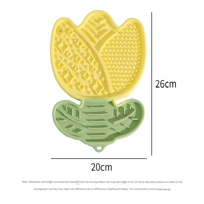 Silicone mold shaped like a flower with measurements on a white background