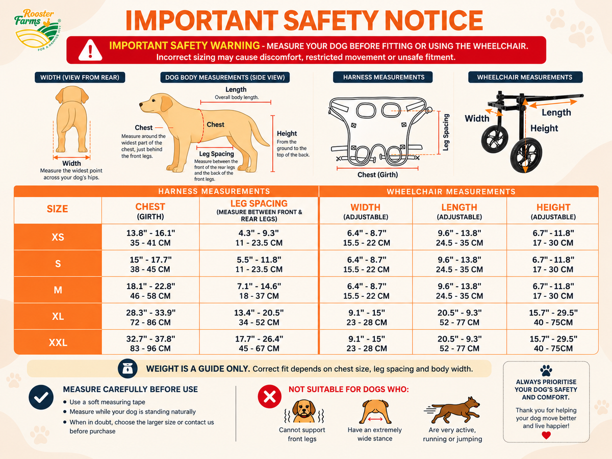 measurechart for dog wheelchairs
