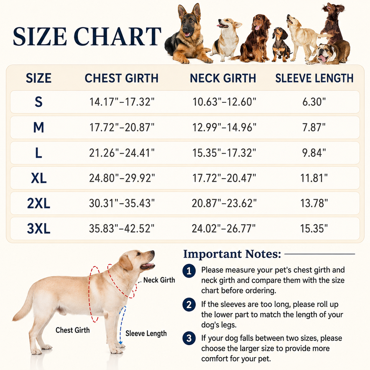 measurement chart with dogs on it