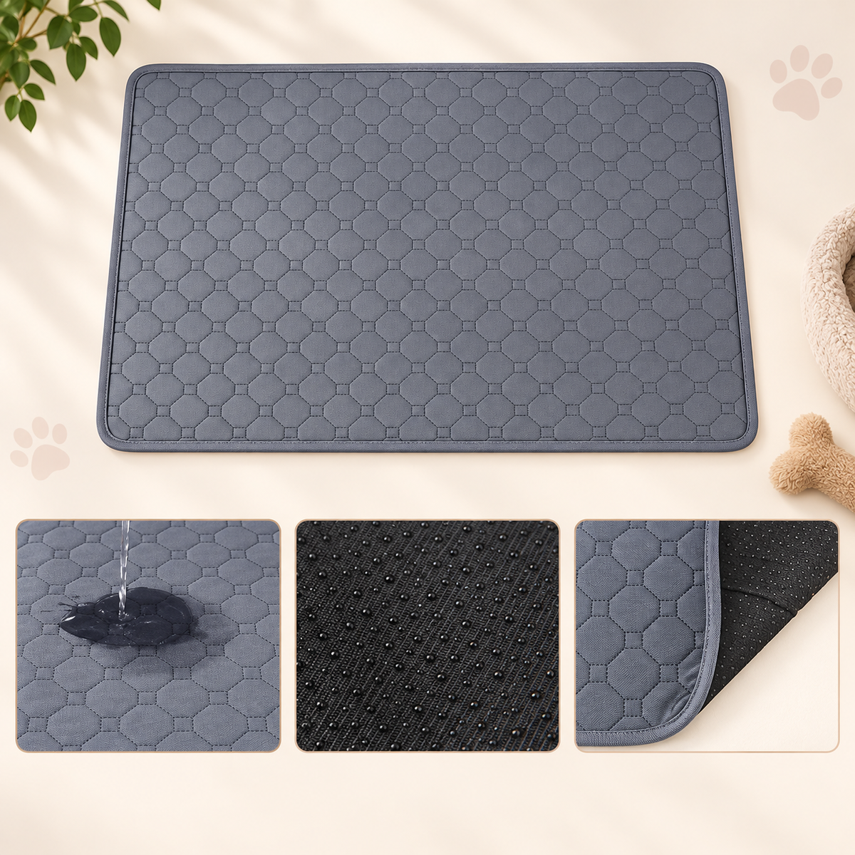 showing features of grey absorbent mat